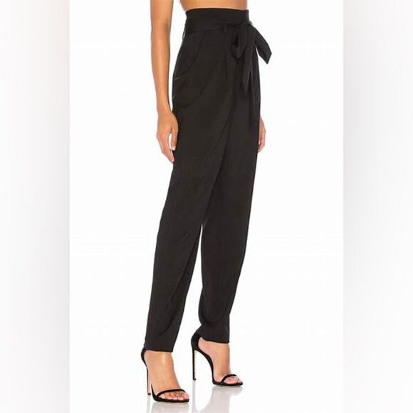 Milly Sevilla Black High Waist Belted Tie Waist Trouser Pants Size 4 - Picture 2 of 11